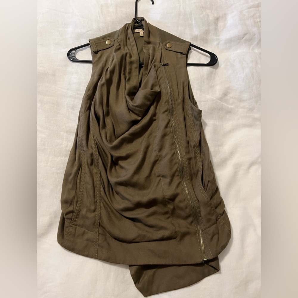 Rachel Roy Olive Green Vest Drape Front